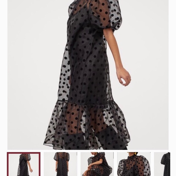 H & M PUFF SLEEVED POLKA DOT DRESS - Picture 1 of 4